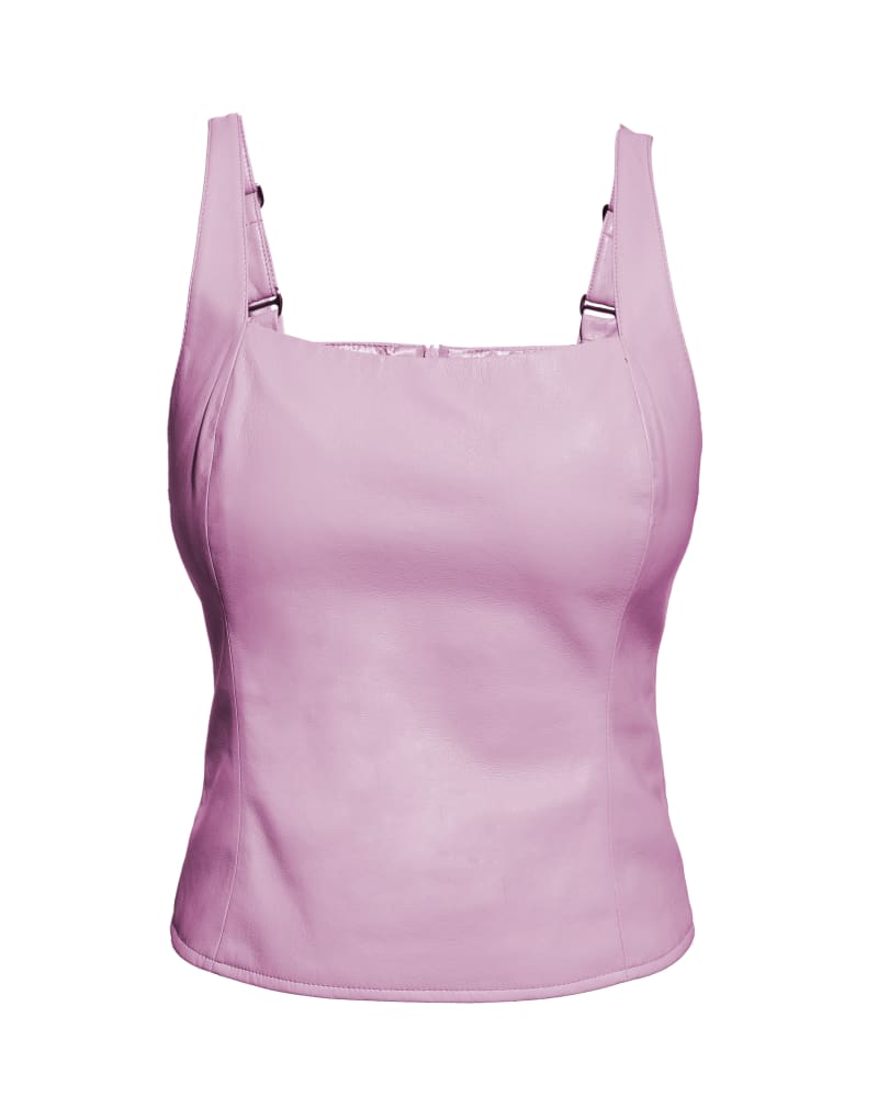 Front of a size 3XL Clementine Recycled Leather Top in Paris Pink by AS by DF. | dia_product_style_image_id:258084